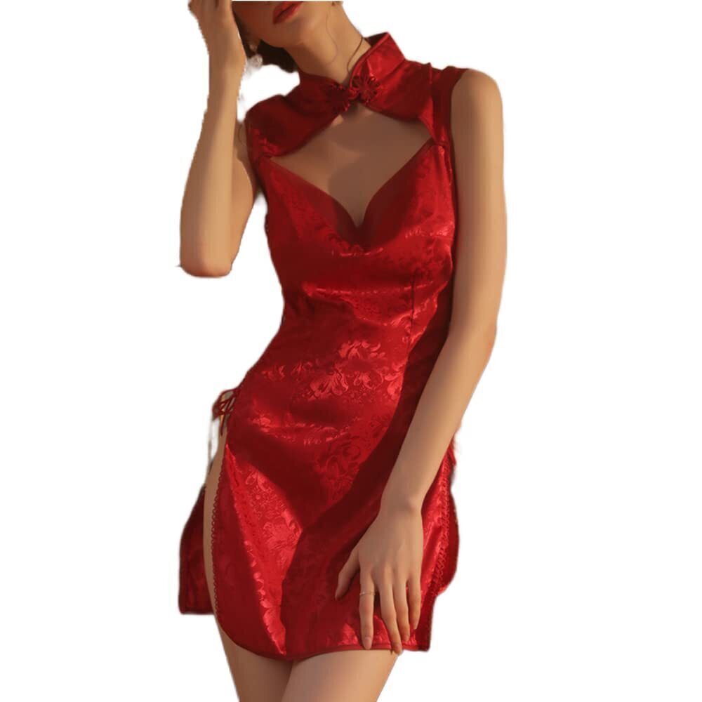 6563 Sexy Cheongsam Chinese Lingerie Cosplay Perspective Dress Costume